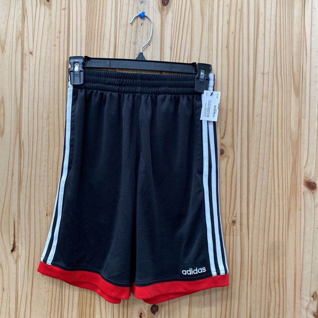 BOYS ADIDAS SHORTS RED/WHITE/BLK M 10/12