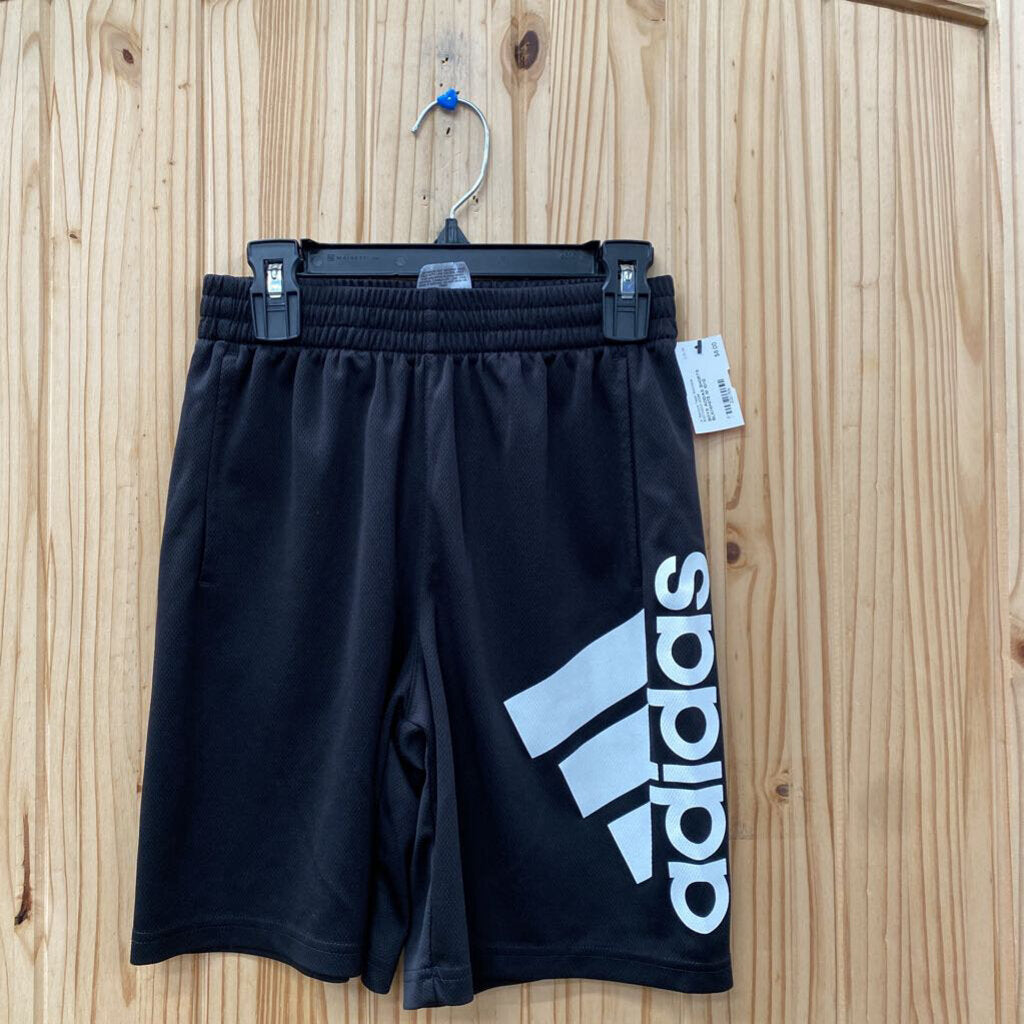 BOYS ADIDAS SHORTS BLK/WHITE M 10/12