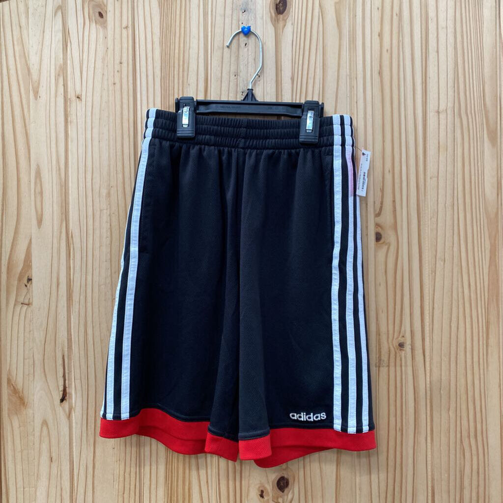 BOYS ADIDAS SHORTS RED/WHITE/BLK M 10/12