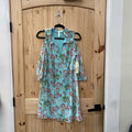 WOMENS TACERA AQUA FLORAL DRESS M NWT