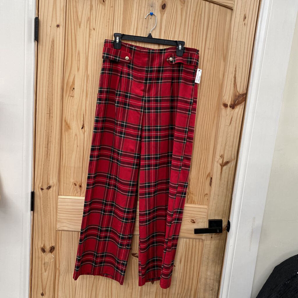 WOMENS CATO RED PLAID CASUAL PANTS 12 NWT
