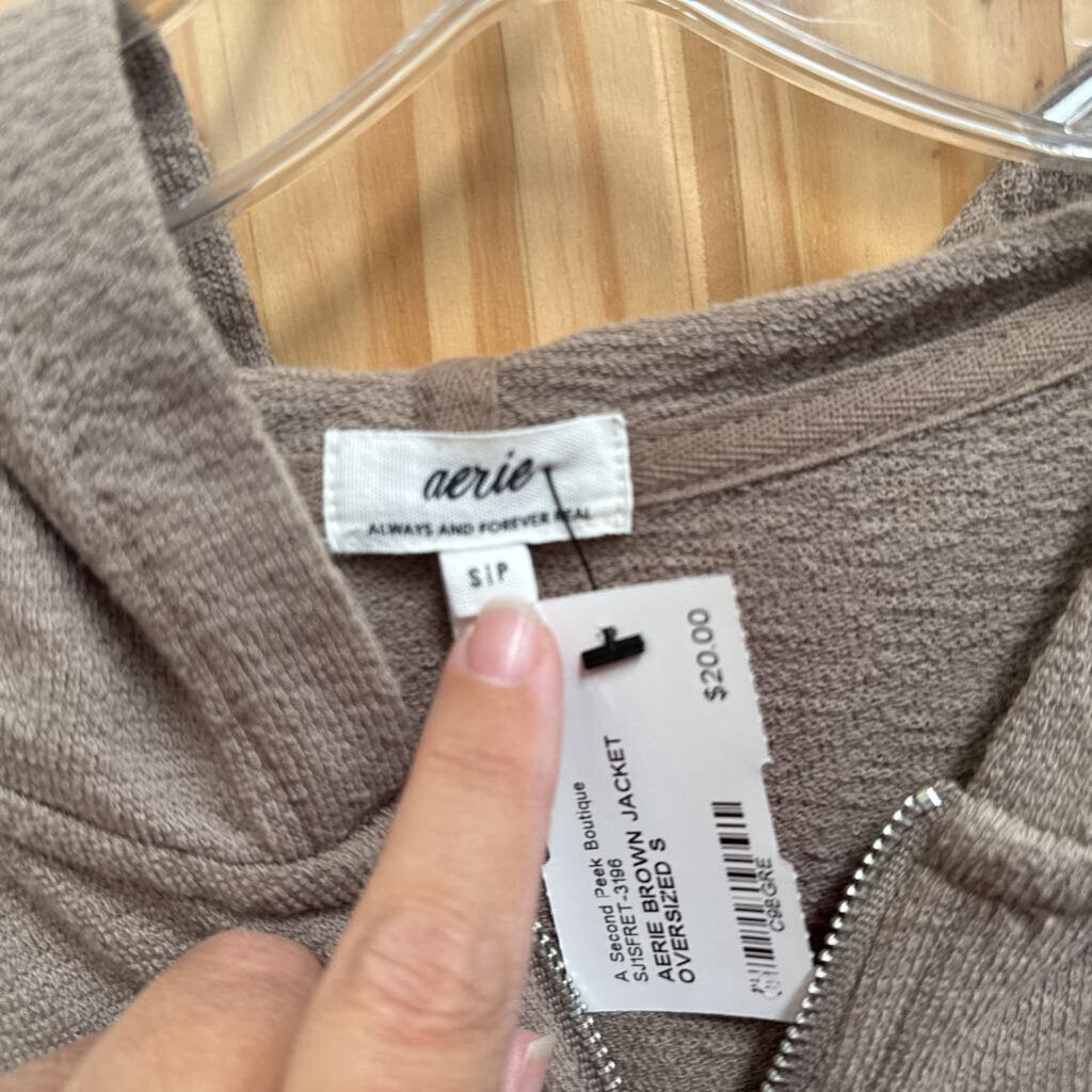 AERIE BROWN JACKET OVERSIZED S