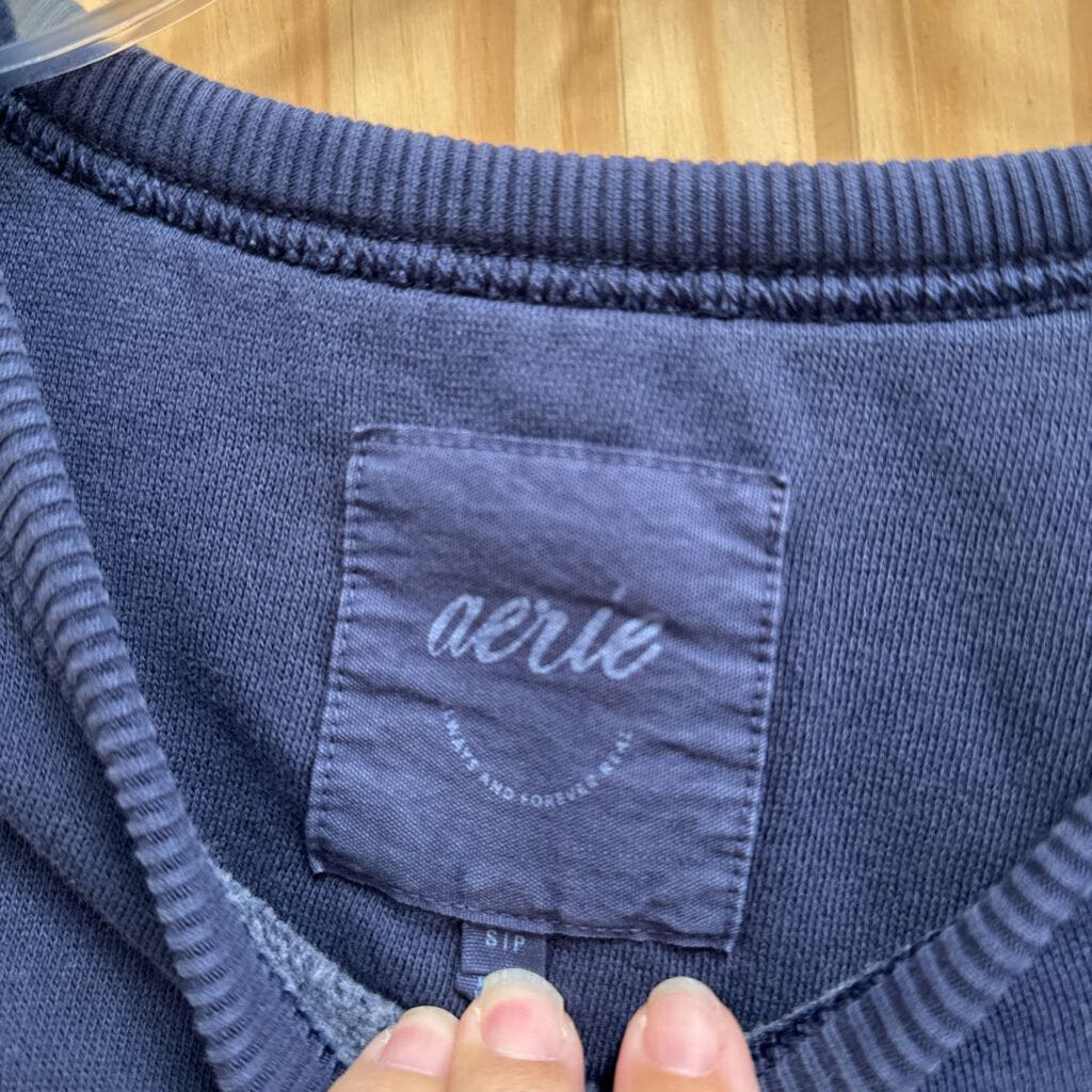 AERIE NAVY CREW SWEATSHIRT S