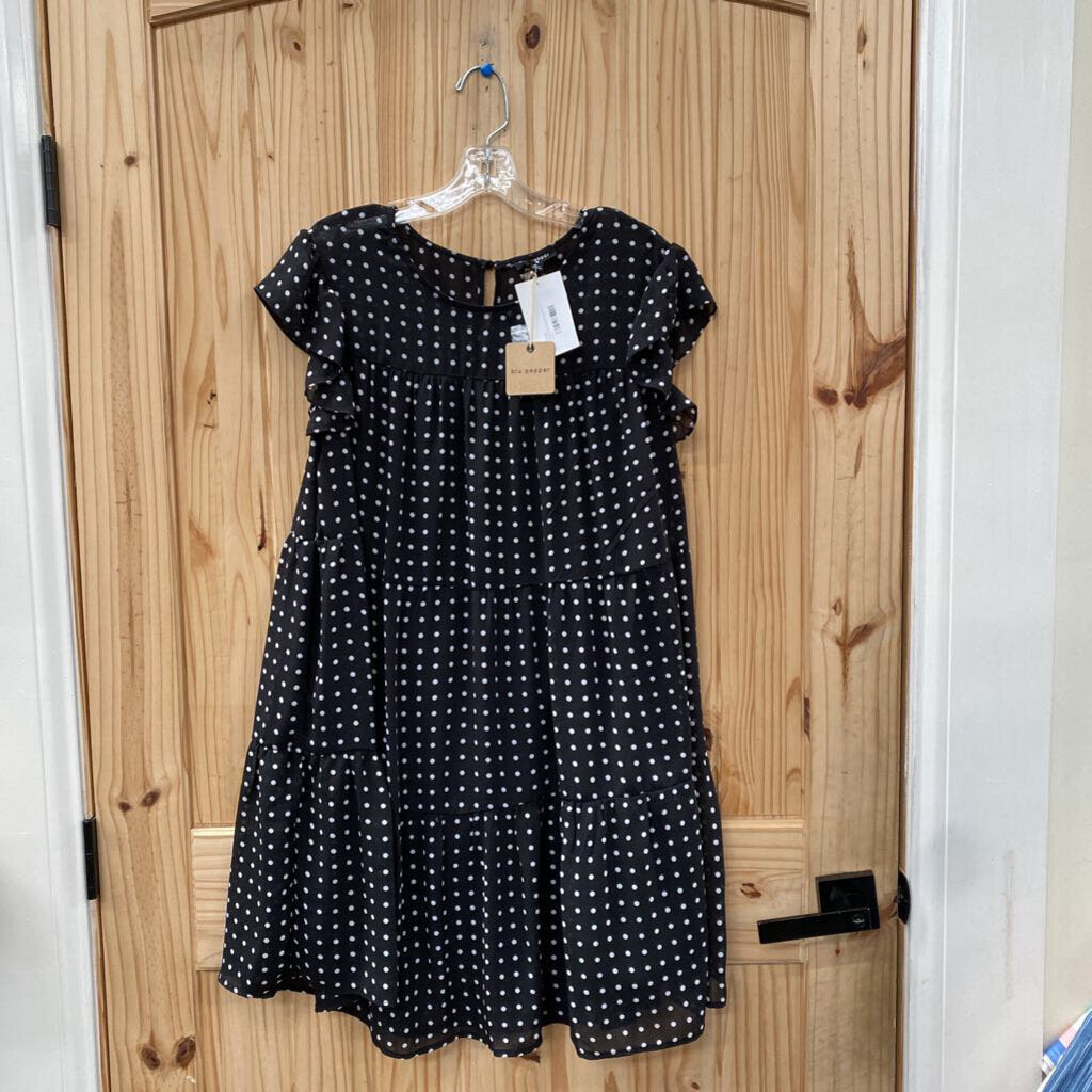WOMENS BLU PEPPER BLK DRESS W/DOTS M NWT
