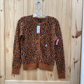 WOMENS ANN TAYLOR LEOPARD SWEATER BURNT ORANGE/TAN/BLK XS NWT