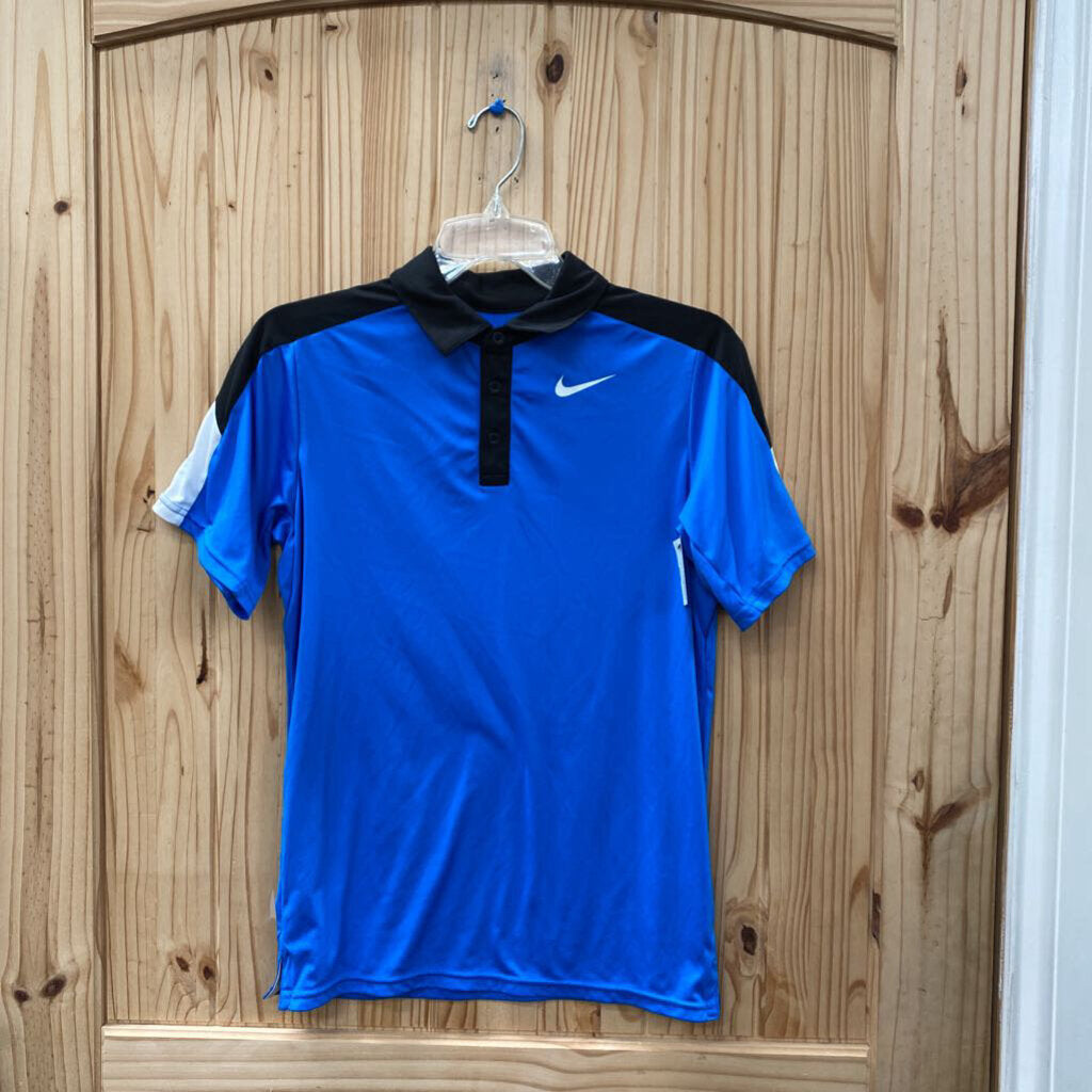 BOYS NIKE POLO SHIRT BLUE/BLK L 12