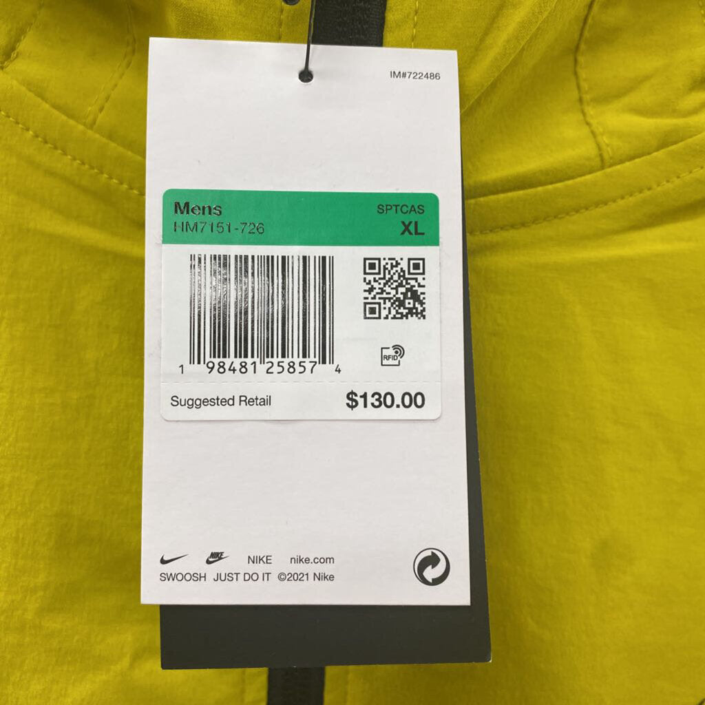 MENS YELLOW NIKE TECH JACKET XL NWT