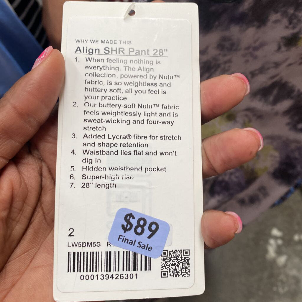 WOMENS LULULEMON ALIGN SHR PANTS GREY/GREEN/BLK 2 NWT