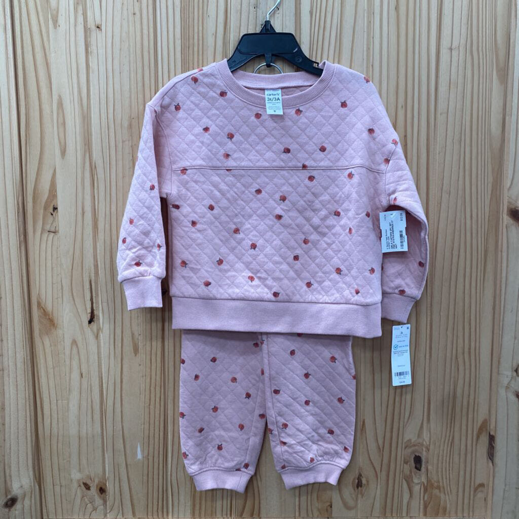 GIRLS CARTERS 2PC SET PINK W/STRAWBERRIES 3T NWT