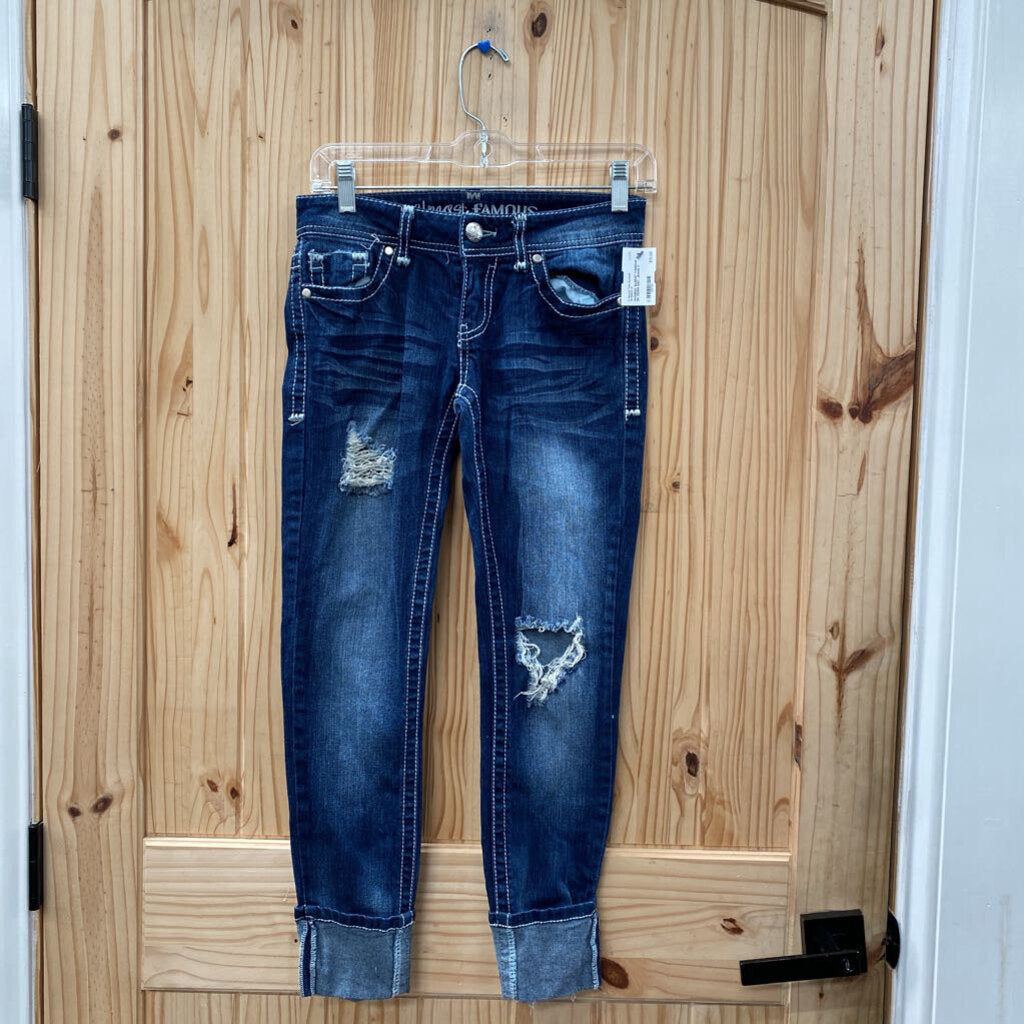 WOMENS ALMOST FAMOUS DK DENIM DIST. JEANS 0