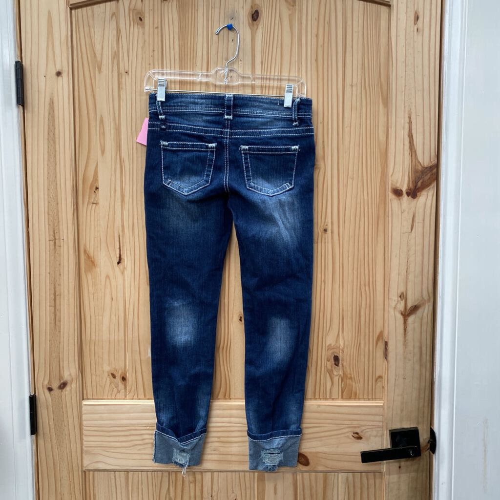 WOMENS ALMOST FAMOUS DK DENIM DIST. JEANS 0