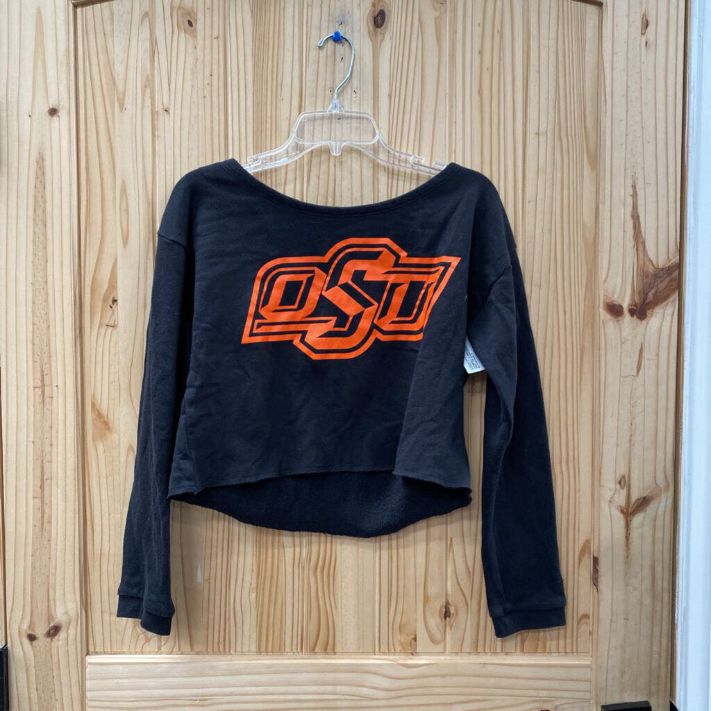 WOMENS VS PINK OSU CROP TOP SWEATSHIRT BLK/ORANGE M