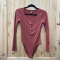 WOMENS AERIE RUST LS BODYSUIT M