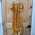 WOMENS BLUSH GOLDEN YELLOW FLORAL DRESS L