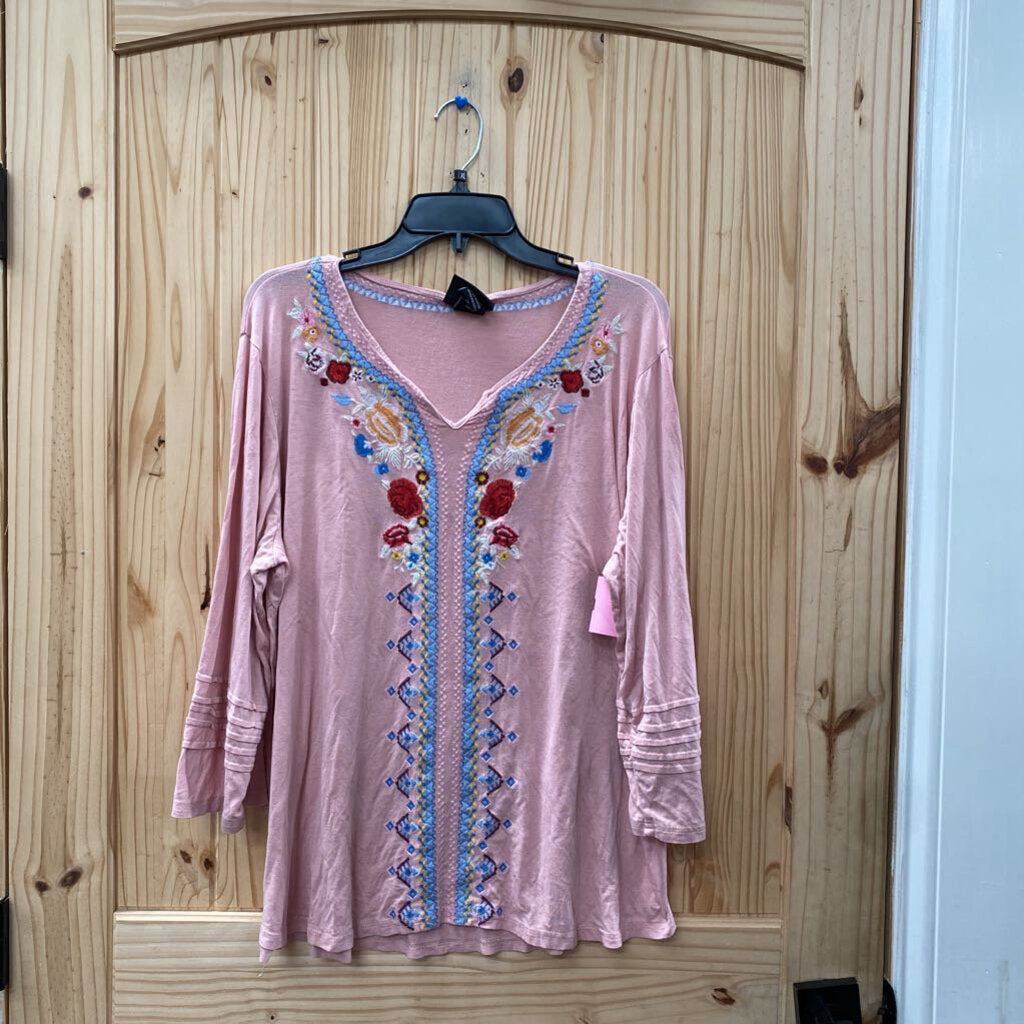 WOMENS LIV LOS ANGELES PINK MAUVE CASUAL TOP 2X