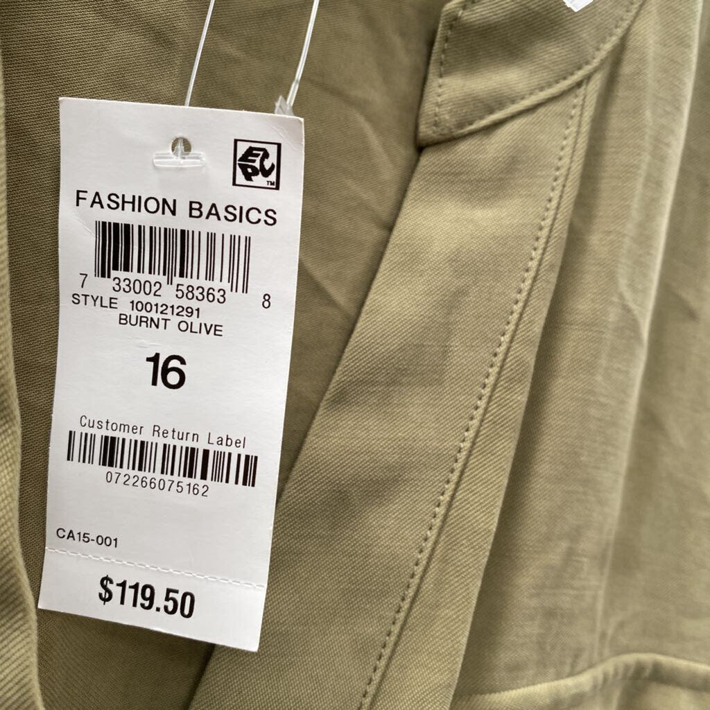 WOMENS INC SL OLIVE GREEN SL ROMPER 16 NWT