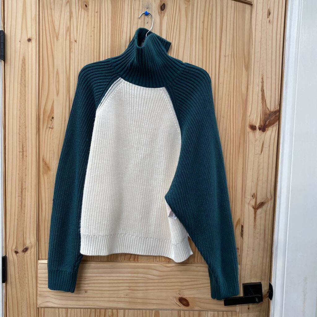 WOMENS VS PINK CROP TOP SWEATER GREEN/IVORY XXL