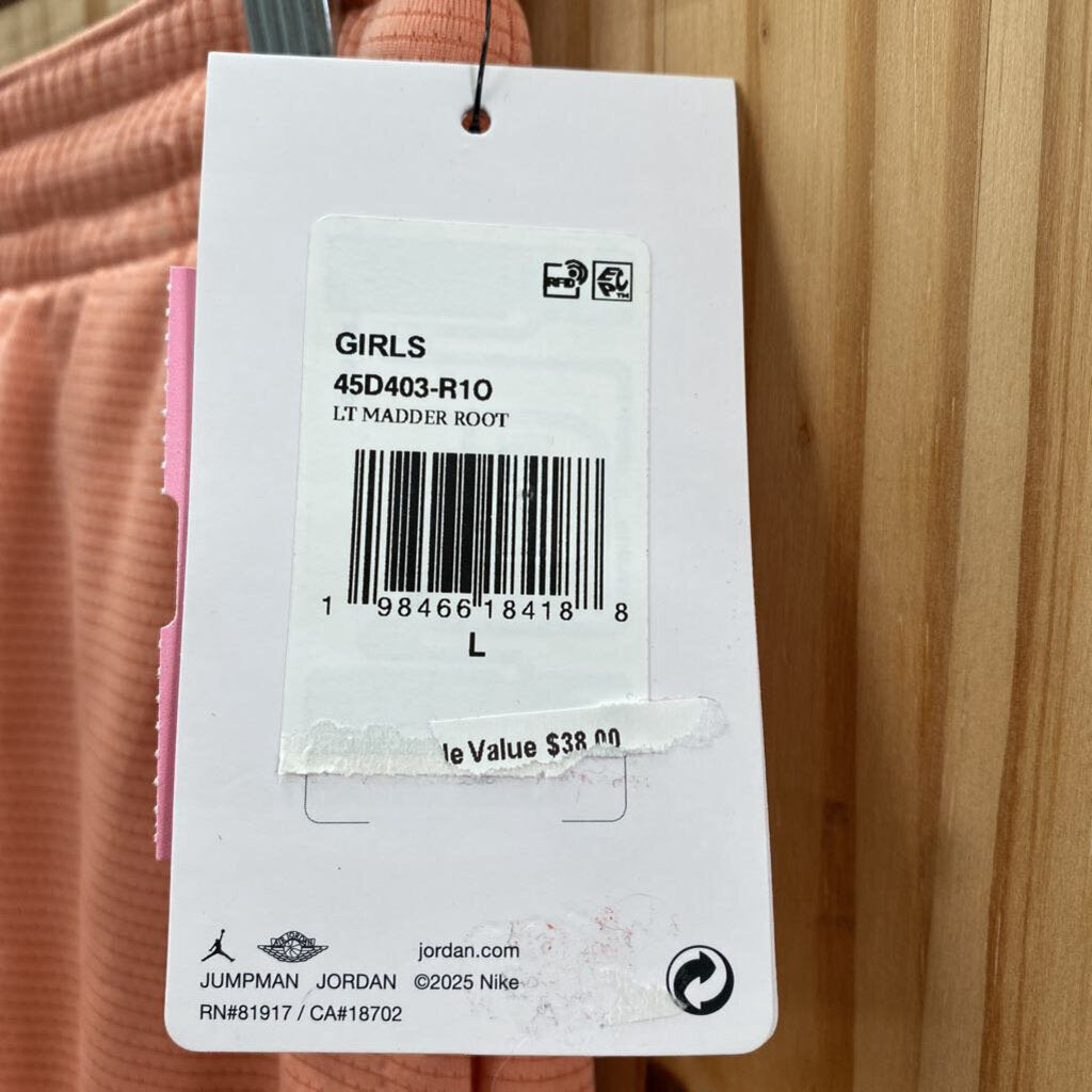 GIRLS JORDAN SHORTS CORAL/WHITE L 12 NWT