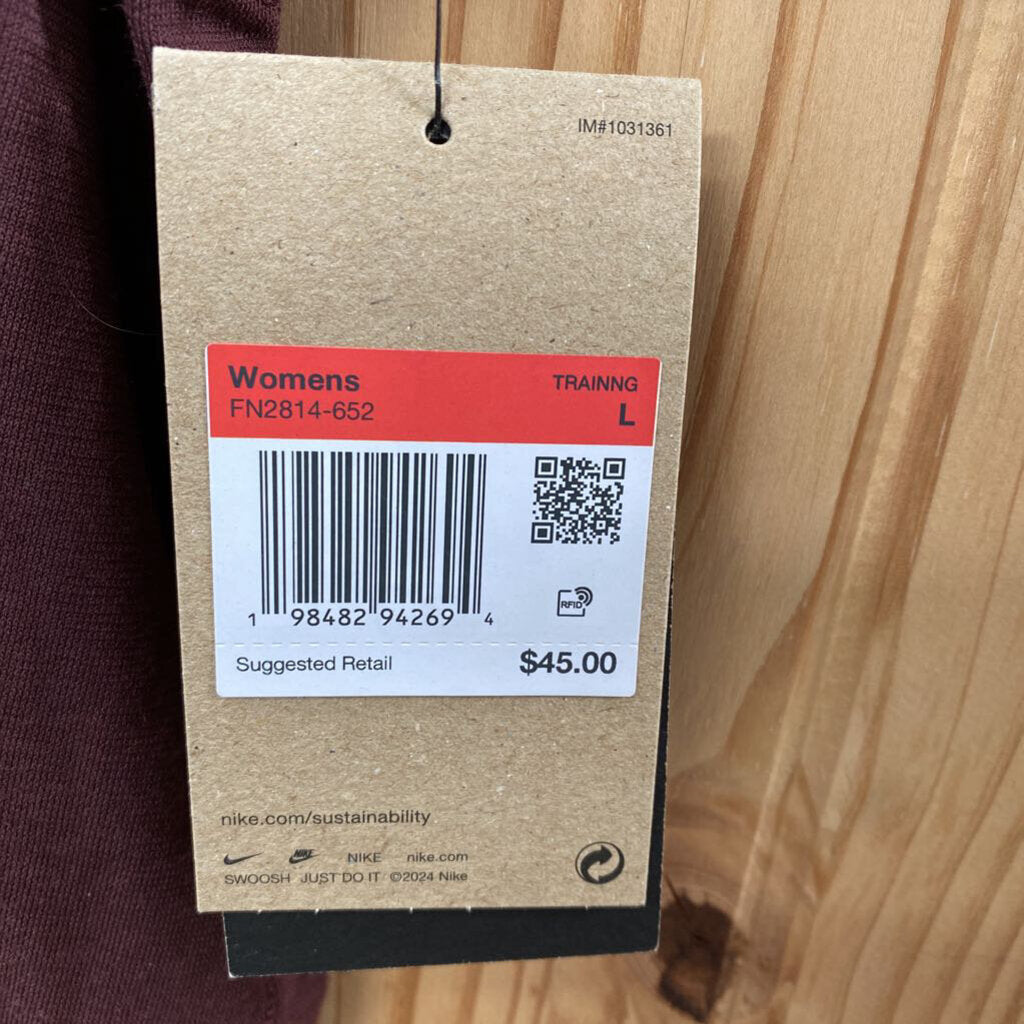 WOMENS NIKE DK BURGUNDY T-SHIRT L NWT