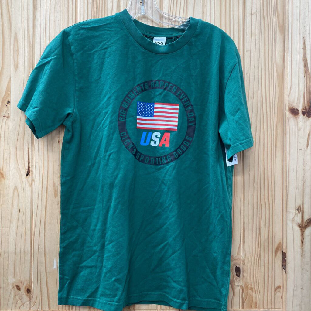 MENS GREEN OLYMPIC TEE W/USA FLAG S NWT