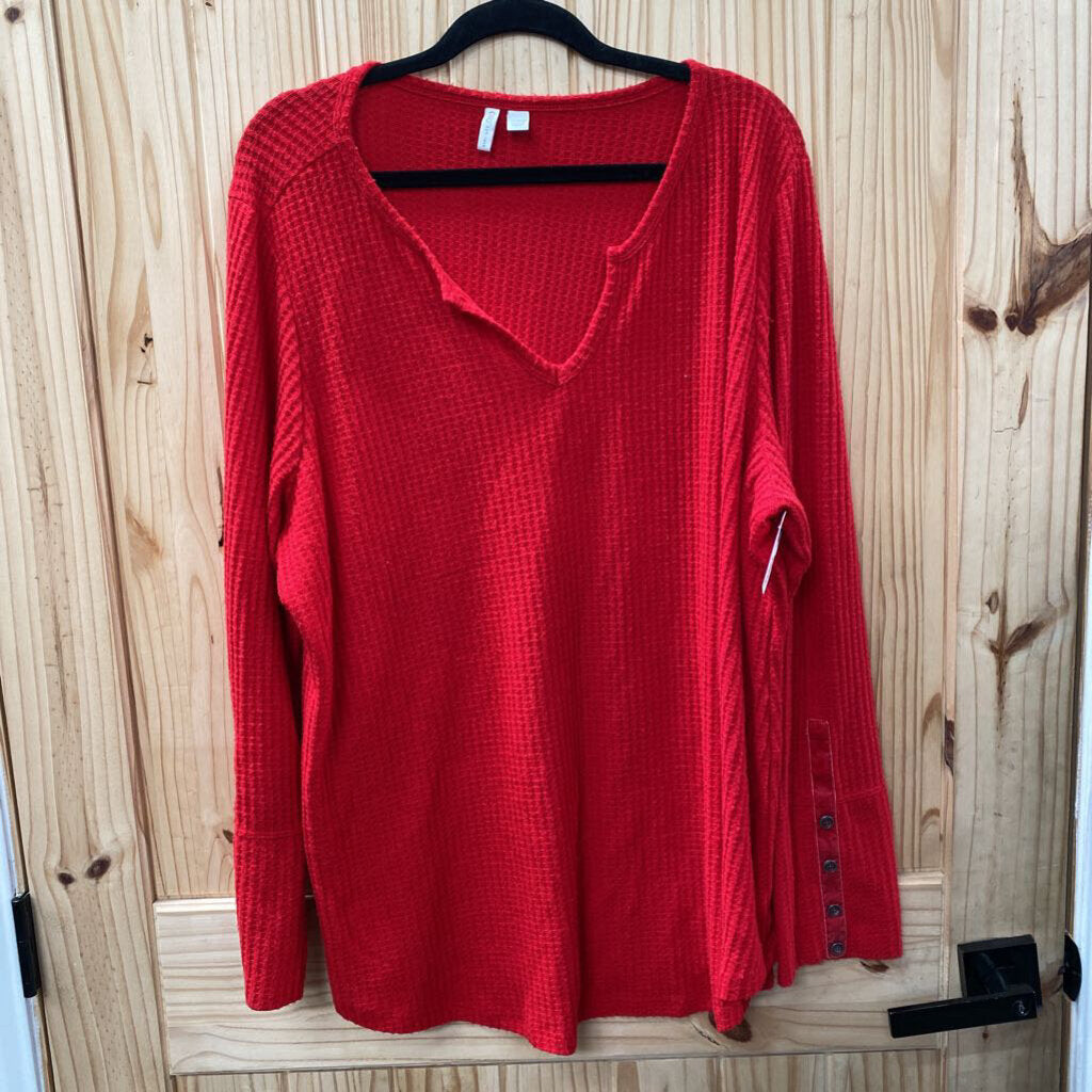 WOMENS CATO RED LS SHIRT 22/24W 3X