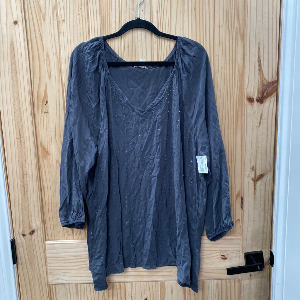 WOMENS CATO CHARCOAL CASUAL TOP 22/24W 3X
