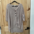 WOMENS EST. 1946 CASUAL TOP BROWN/IVORY CHECKERED TOP 22/24W 3X