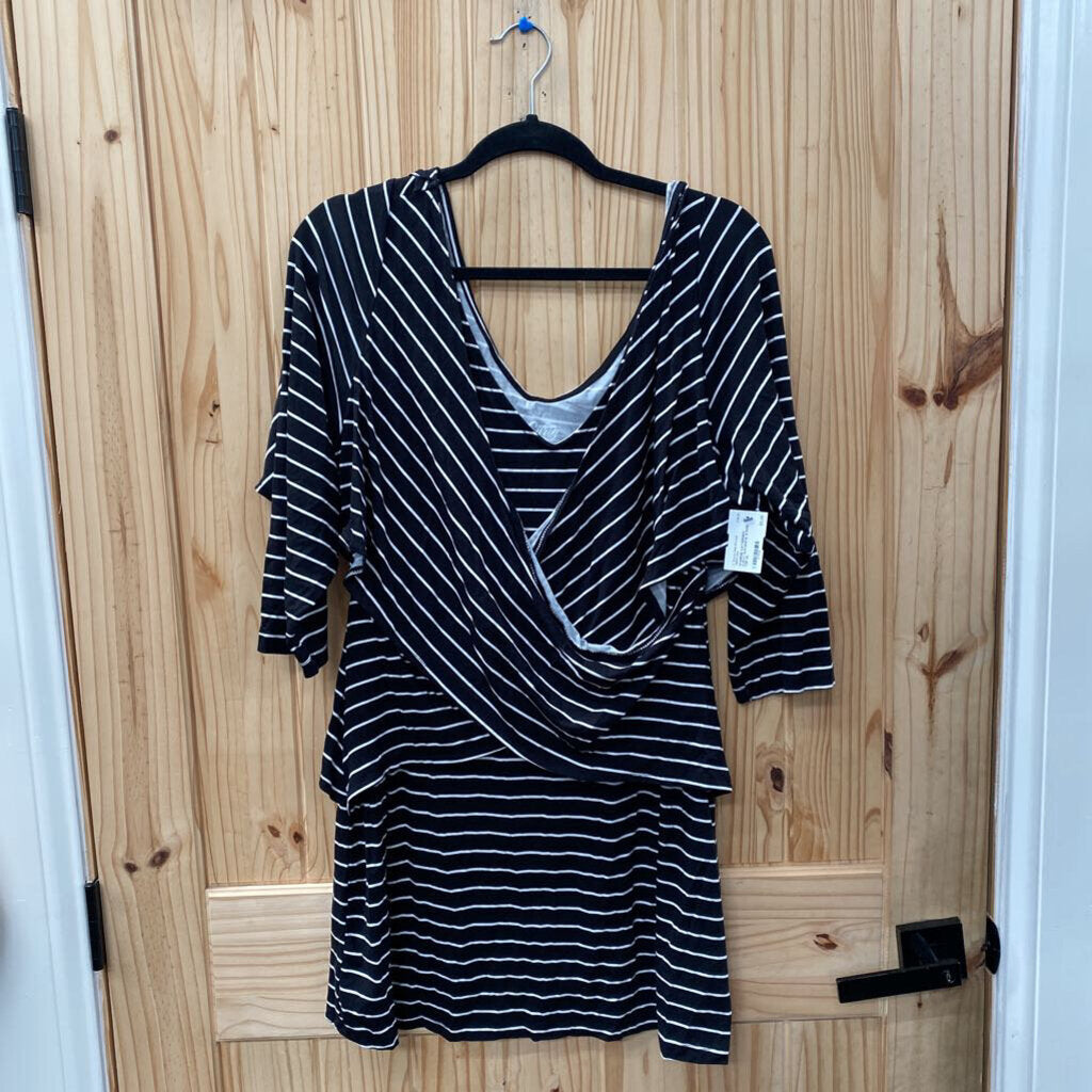 WOMENE CATHERINES CURVY BLK/WHITE STRIPE TOP 2X