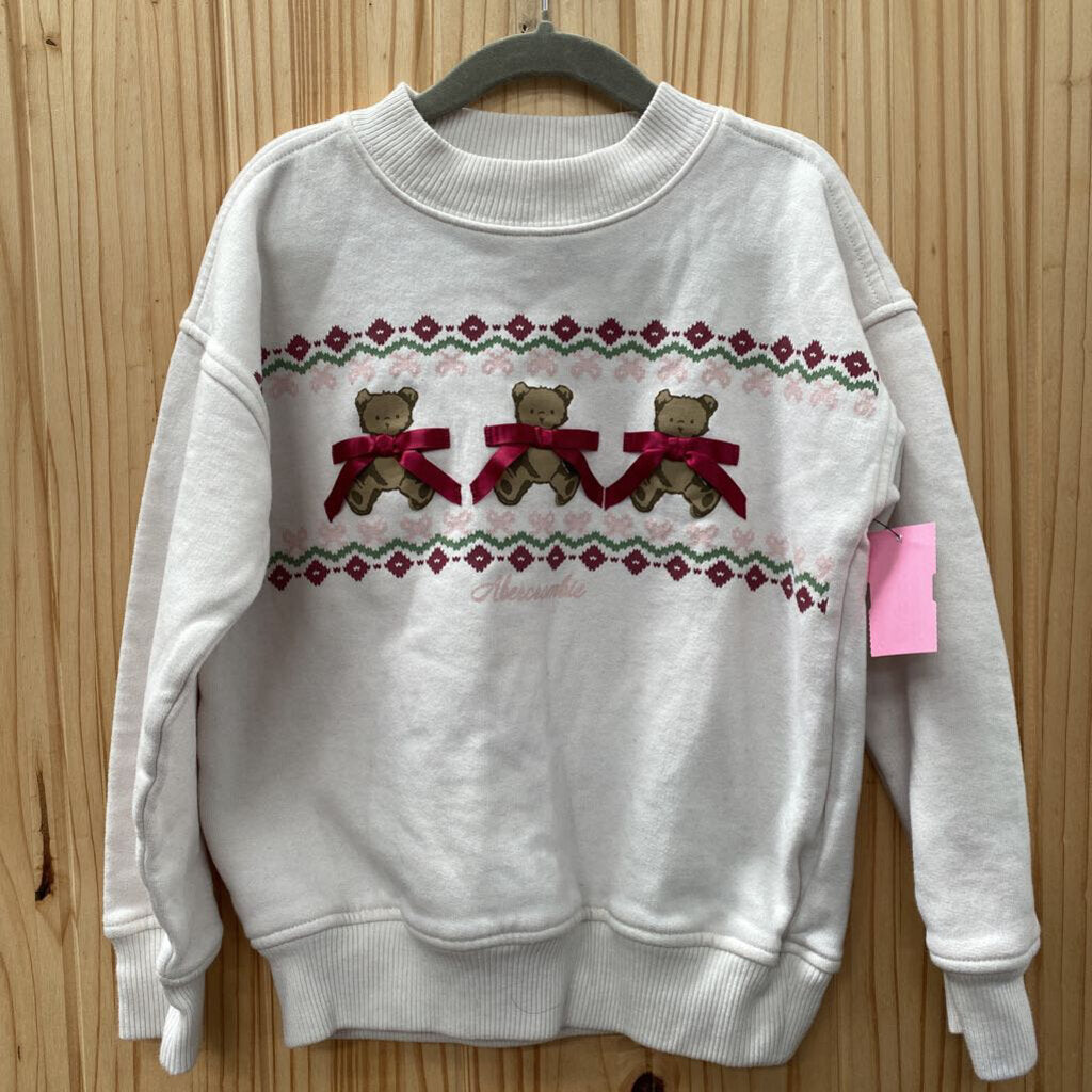 GIRLS ABERCROMBIE KIDS SWEATSHIRT IVORY W/TEDDY BEARS 5/6