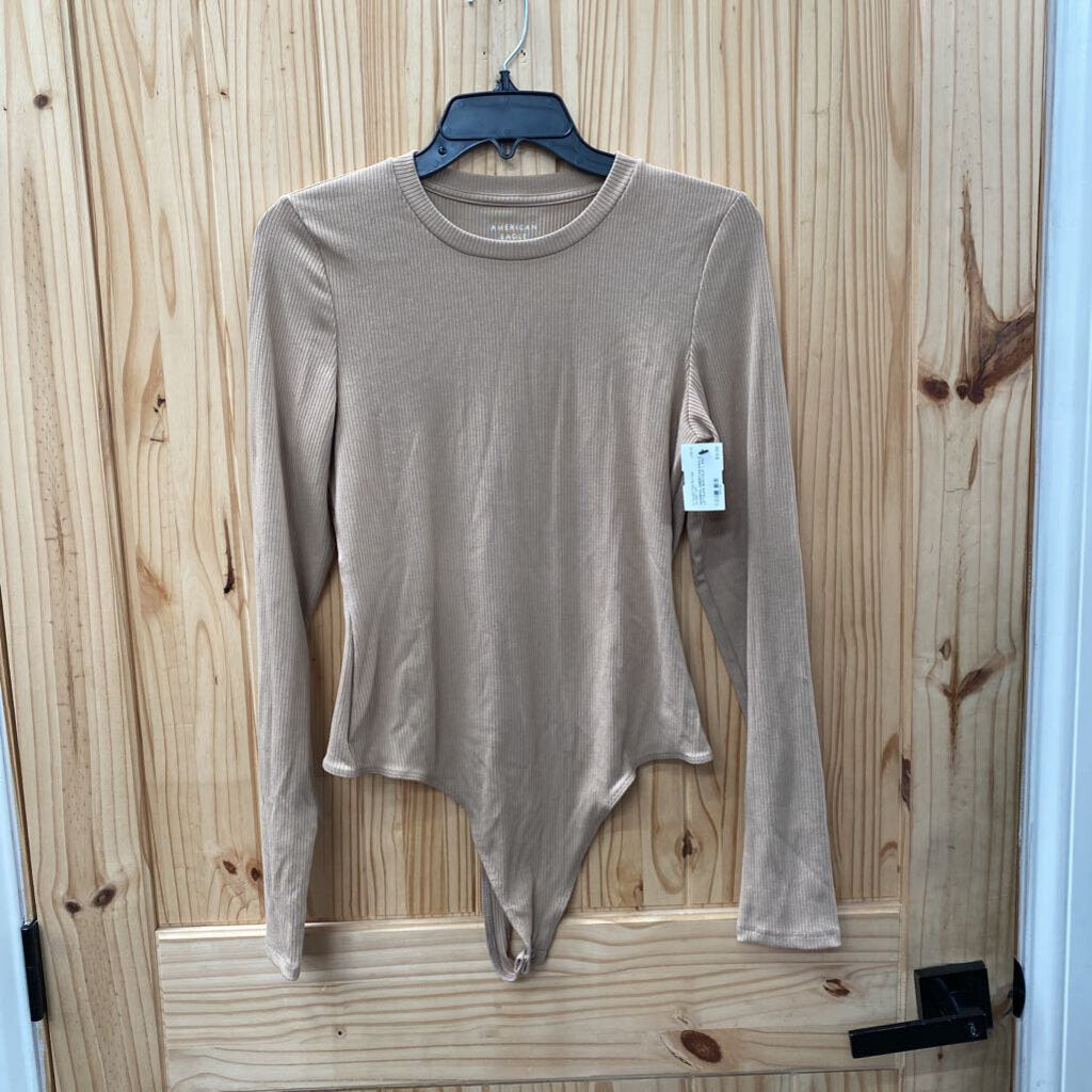WOMENS AMERICAN EAGLE LS TAUPE BODYSUIT L NWT