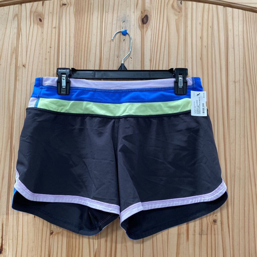 WOMENS LULULEMON SHORTS LIME GREEN/WHITE/BLUE/BLK 6