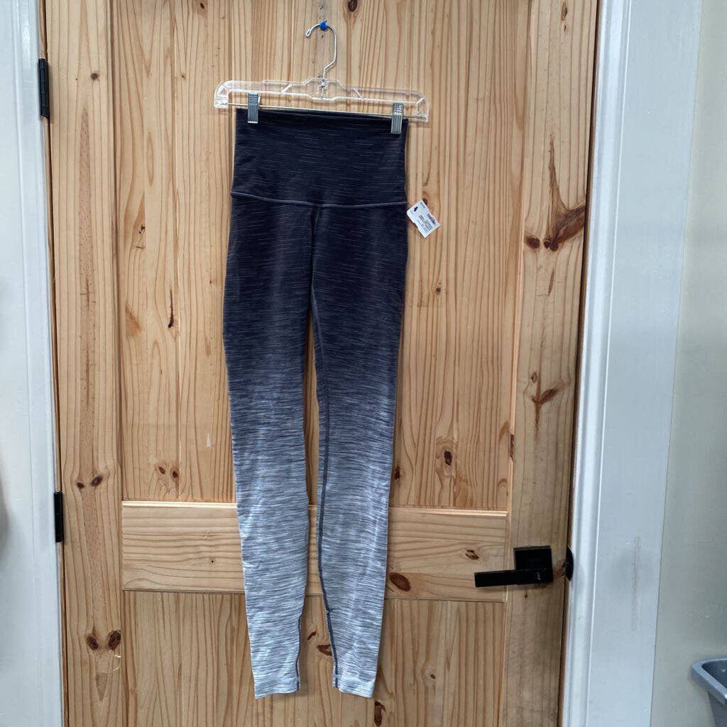 WOMENS LULULEMON BLK/LT GREY OMBRE LEGGINGS 6