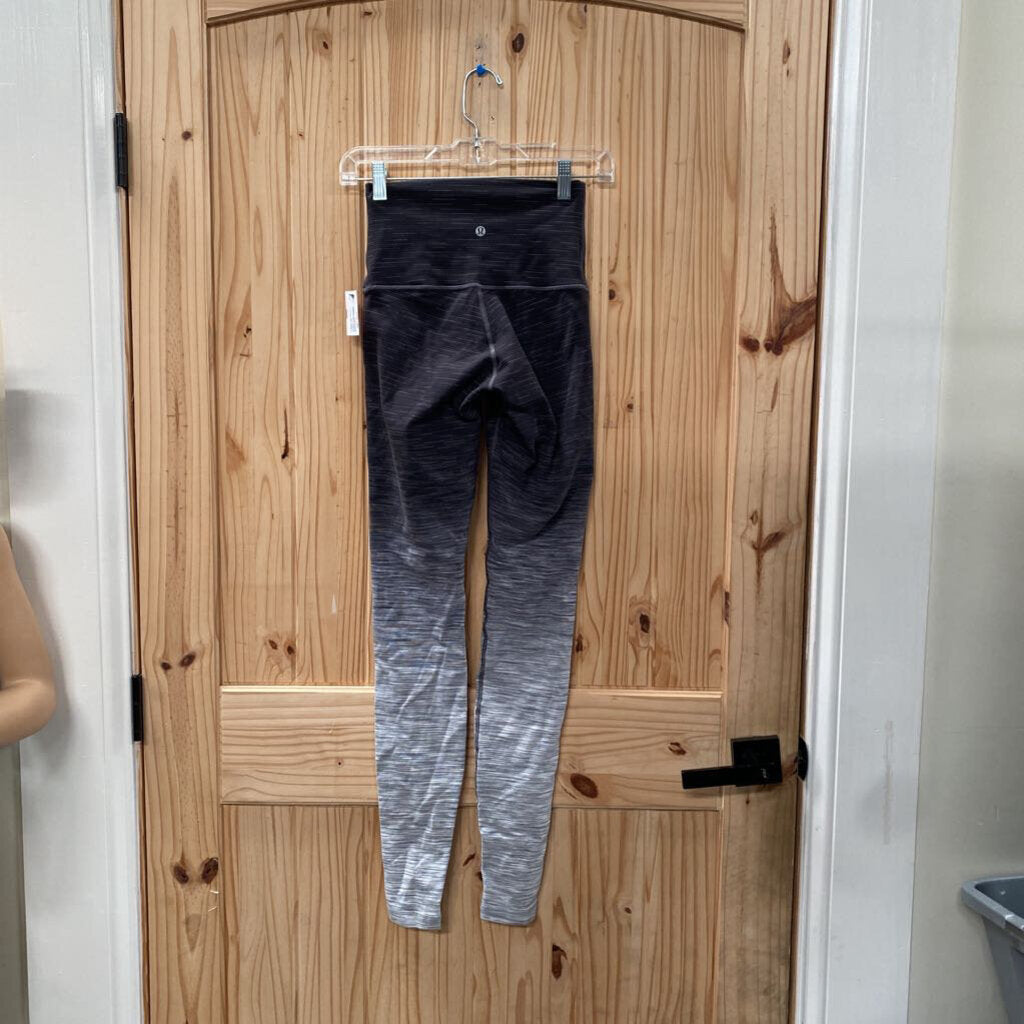 WOMENS LULULEMON BLK/LT GREY OMBRE LEGGINGS 6