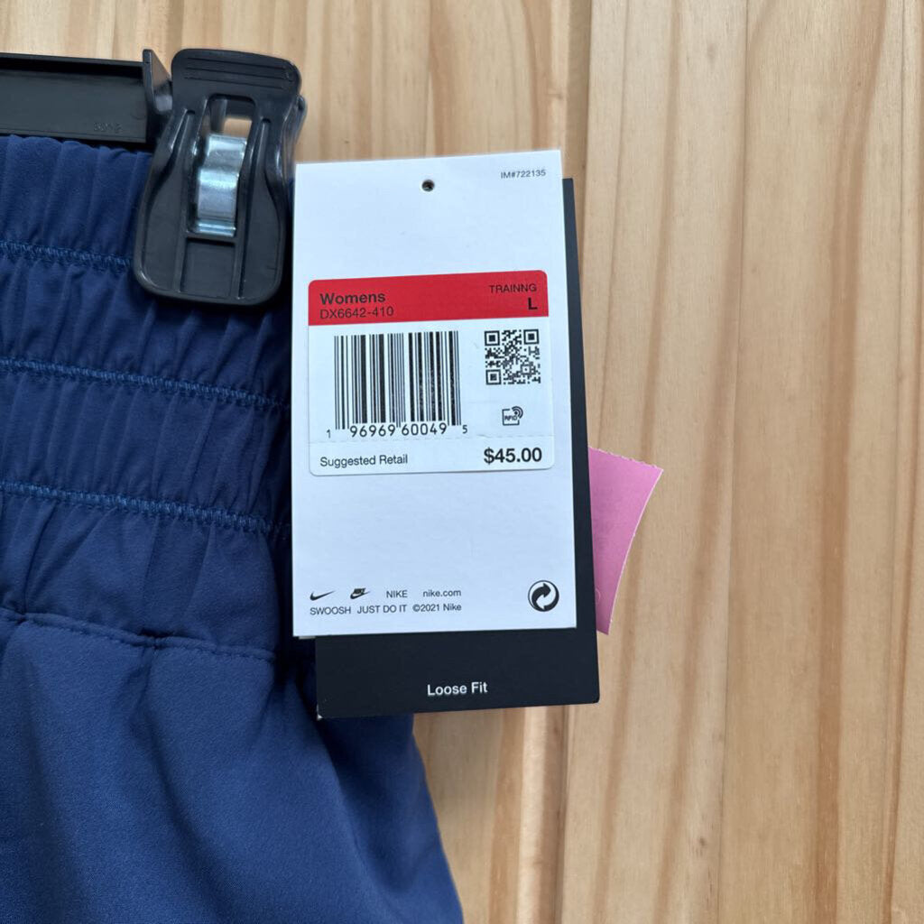 WOMENS NIKE TRAINING SHORTS NAVY BLUE L NWT