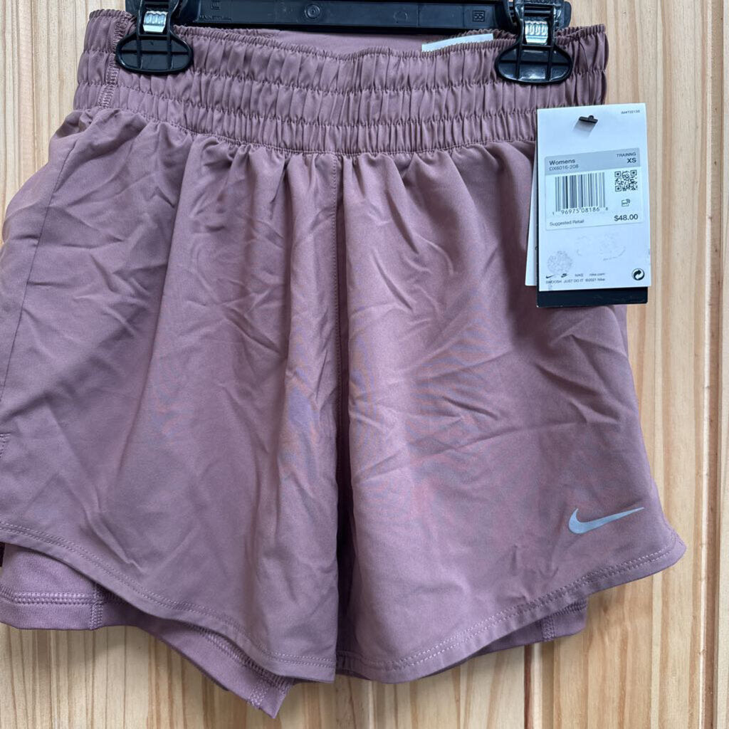 WOMENS NIKE TRAINING SHORTS DK MAUVE XS NWT