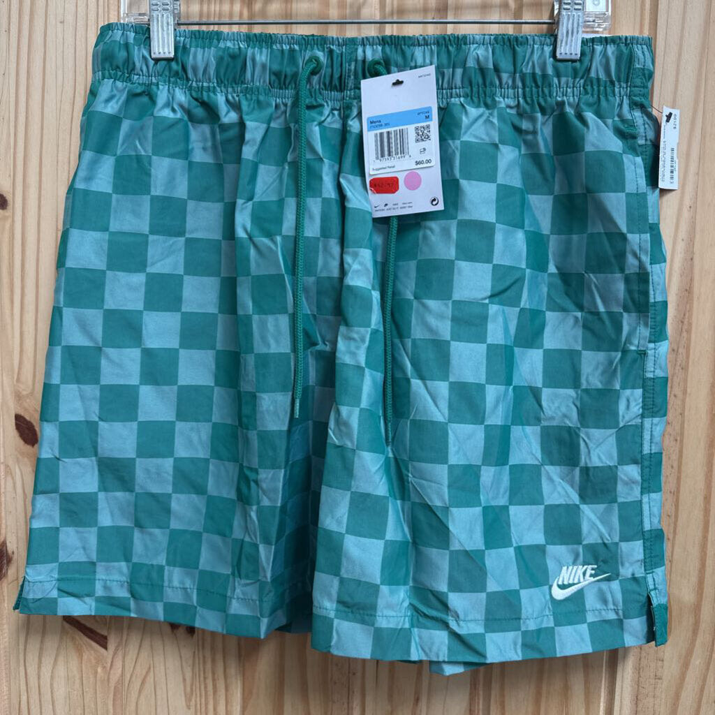 MENS NIKE SHORTS GREEN CHECKERED M NWT