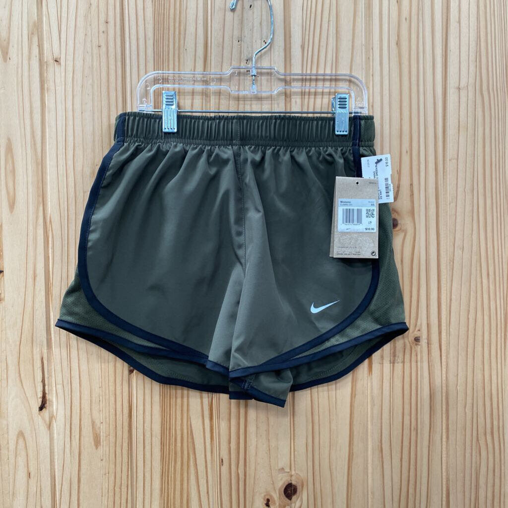 WOMENS NIKE RUNNING SHORTS DK OLIVE GREEN/BLK XS NWT