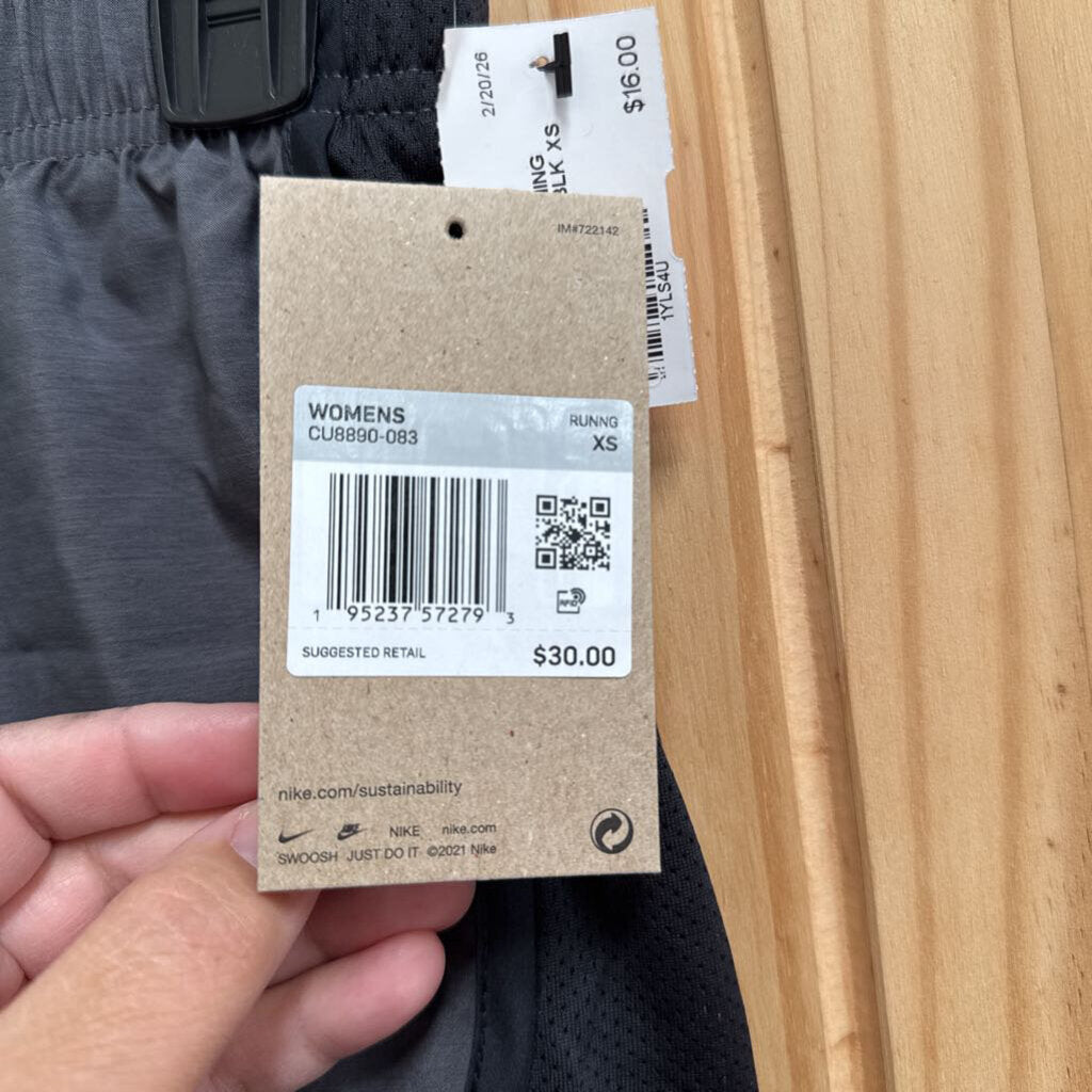 WOMENS NIKE RUNNING SHORTS DK GREY/BLK XS NWT