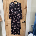 WOMENS PINCH BLK FLORAL CASUAL DRESS M