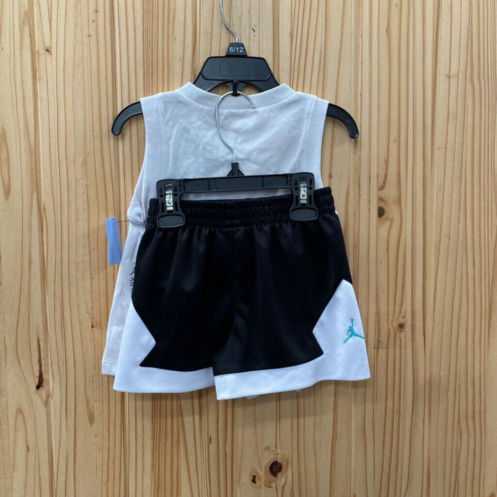 BOYS JORDAN 2PC SET WHITE/BLK/MULTI COLOR 24M NWT