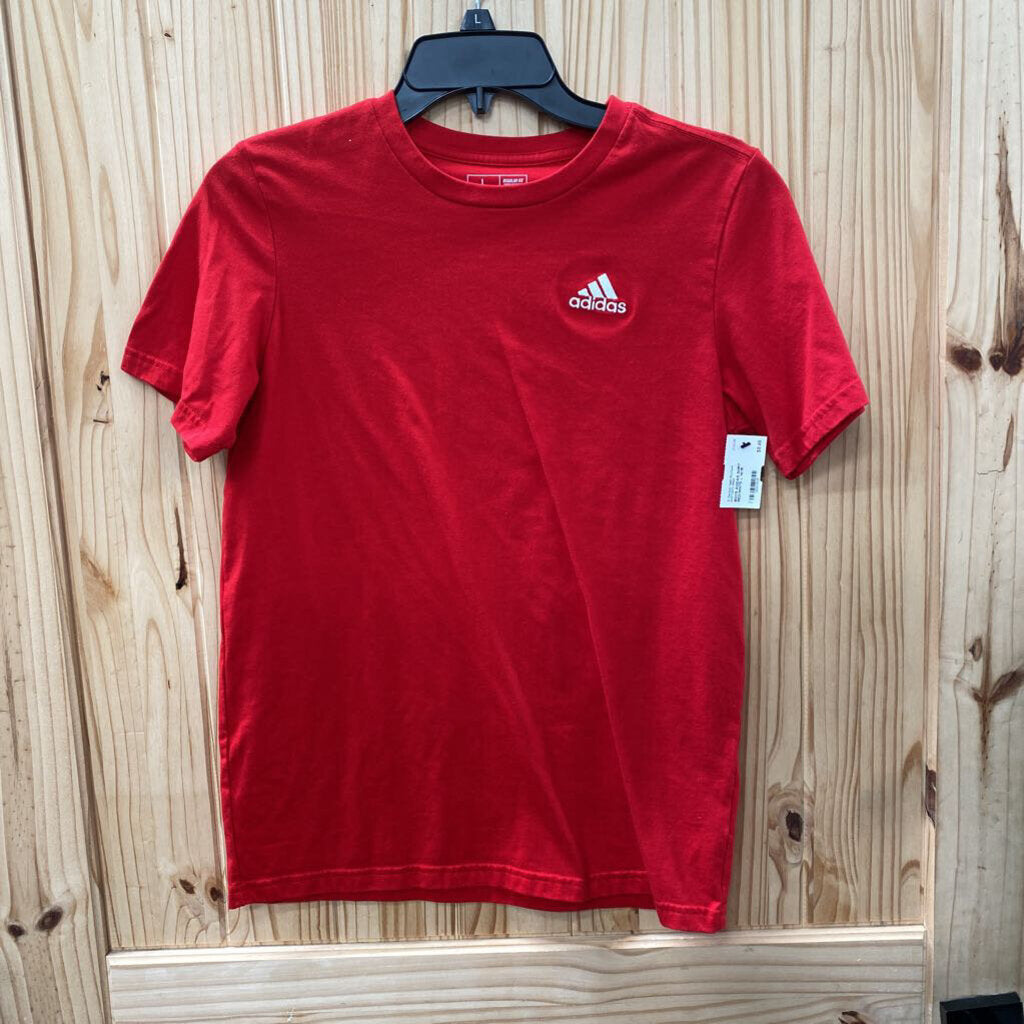 BOYS ADIDAS SHIRT RED/WHITE L 14/16