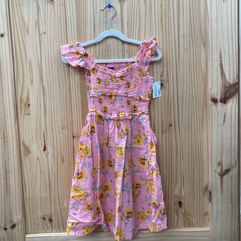 GIRLS OLD NAVY SL PINK DRESS W/FLOWERS S 6/7