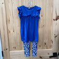 GIRLS SHEIN 2PC SET ROYAL BLUE W/FLOWERS 120 5/6