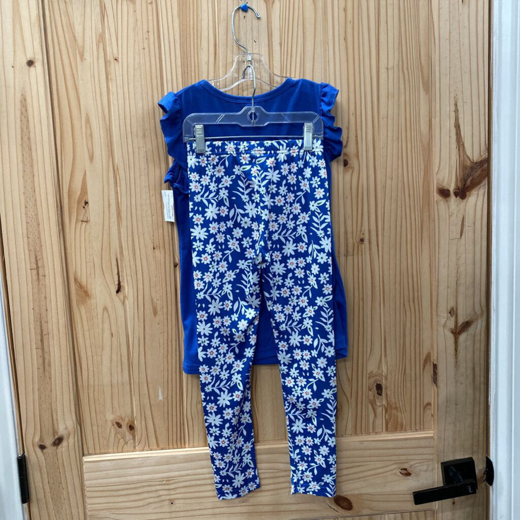 GIRLS SHEIN 2PC SET ROYAL BLUE W/FLOWERS 120 5/6