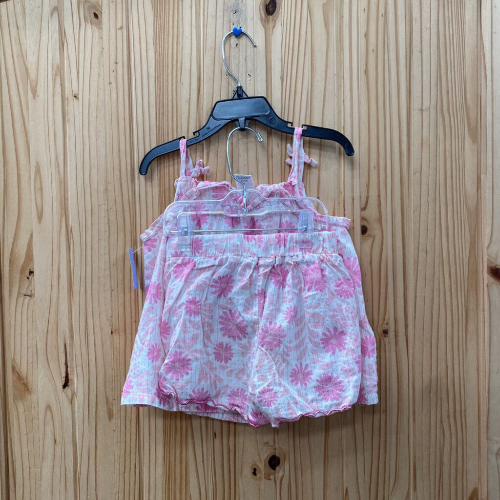 GIRLS RACHEL ZOE 2PC SET WHITE W/PINK FLOWERS 6