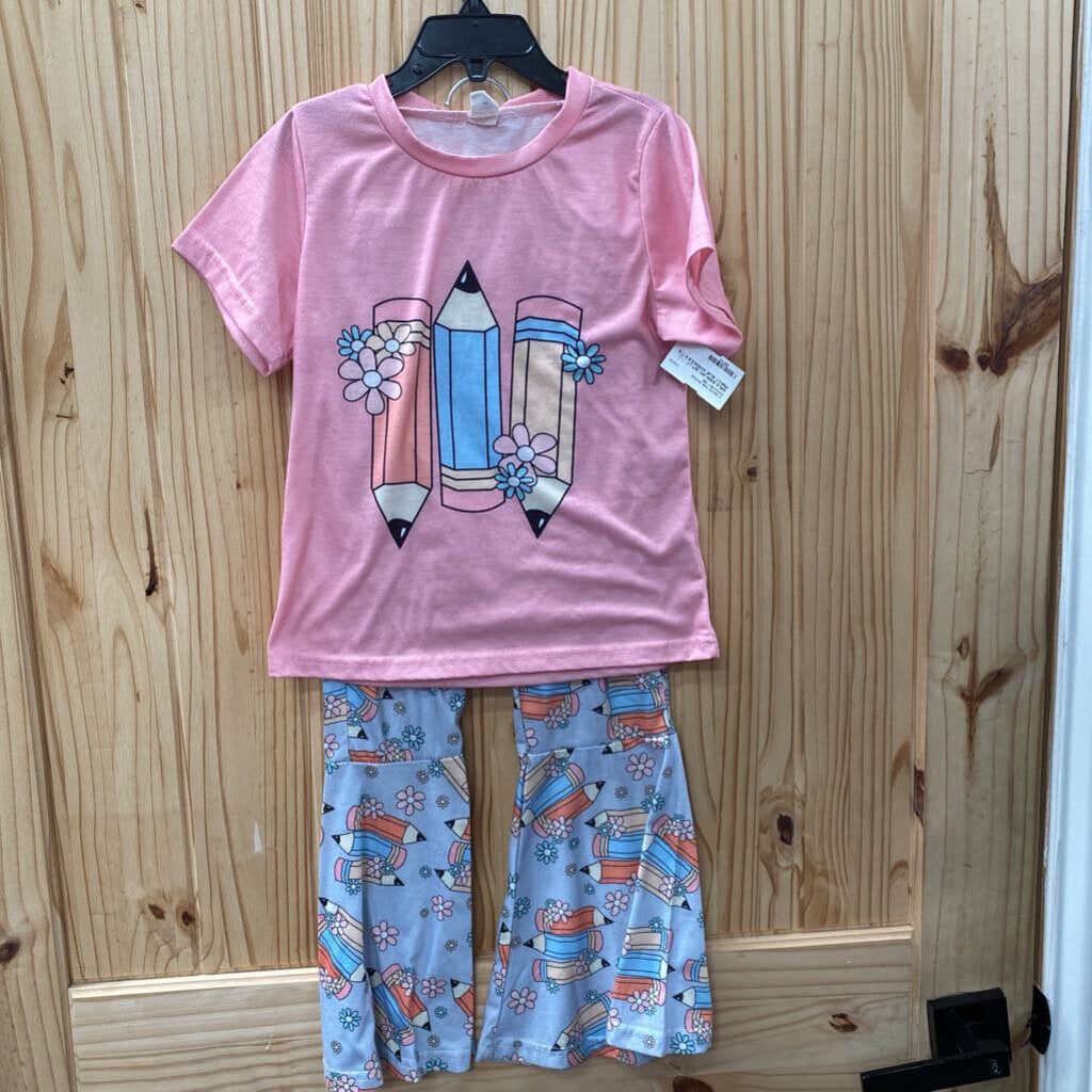 GIRLS SHEIN 2PC SET LT PINK/LT BLUE W/PENCILS 6
