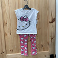 GIRLS HELLO KITTY 2PC SET WHITE/PINK 5/6