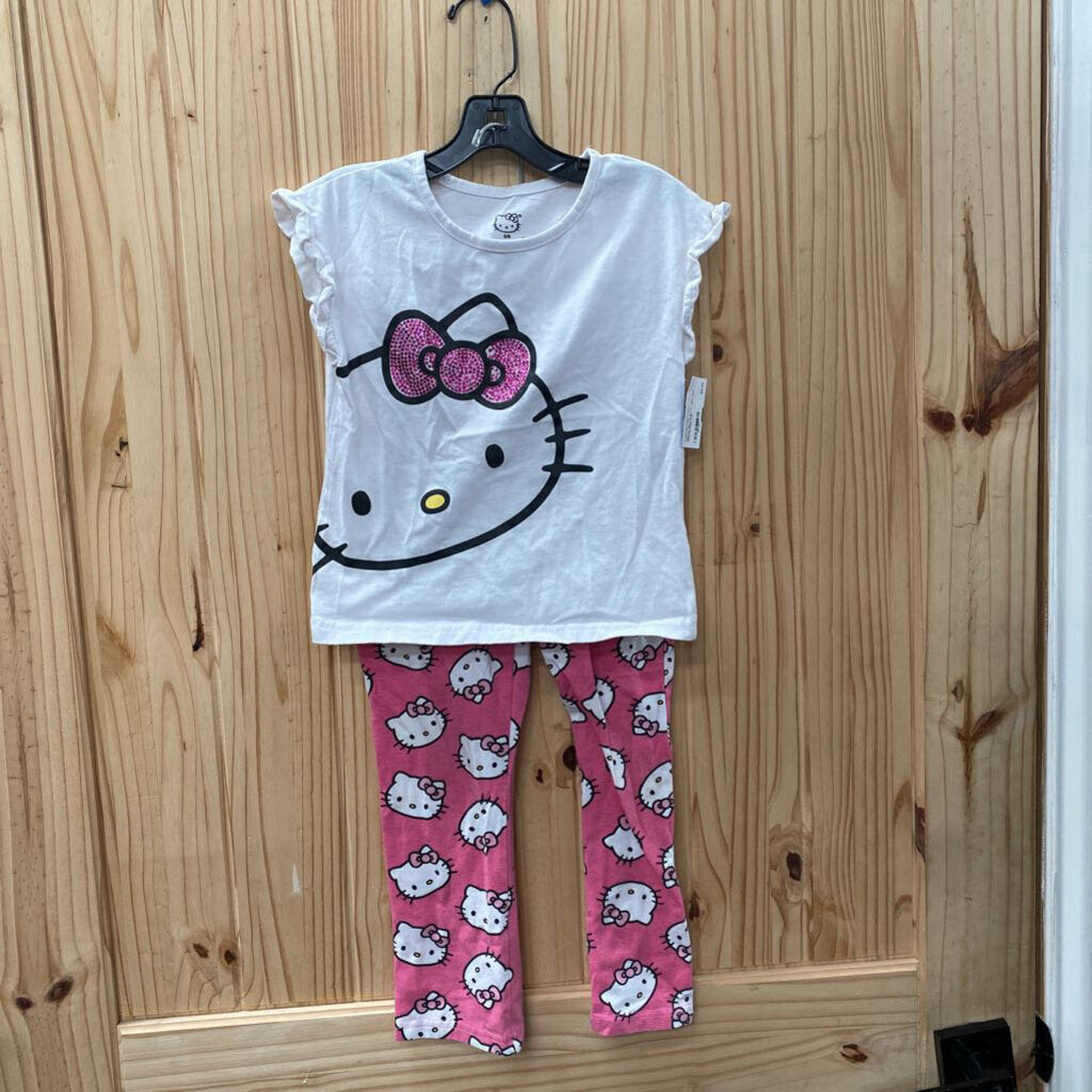 GIRLS HELLO KITTY 2PC SET WHITE/PINK 5/6