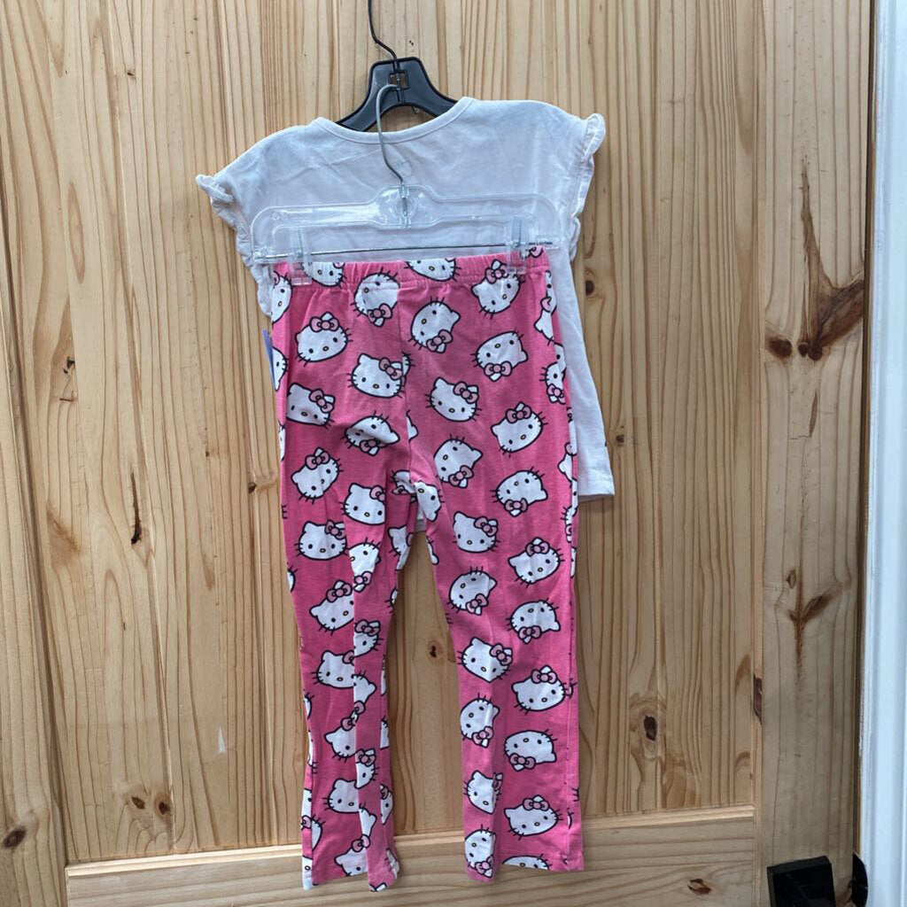 GIRLS HELLO KITTY 2PC SET WHITE/PINK 5/6