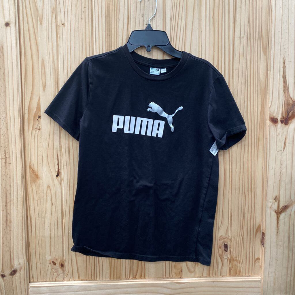 BOYS PUMA SHIRT BLK/WHITE L 14/16